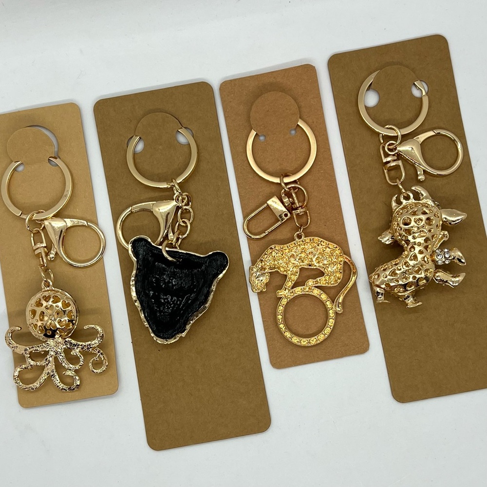Set of 5 Rhinestone Animal Keychains | NIP Bag Purse Charms Keychain Bling Lot - Picture 2 of 13